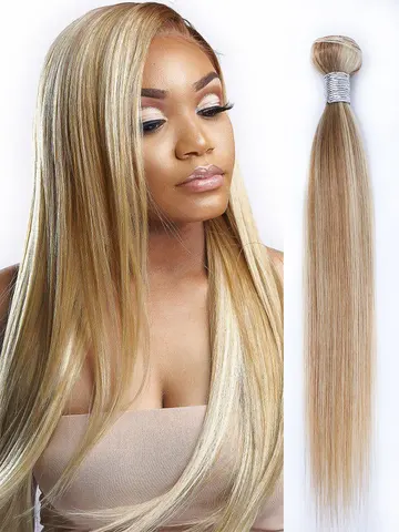 Блестящие человеческие волосы P27/613, блестящие прямые волосы с эффектом омбре, светлые, блестящие прямые искусственные волосы длиной 30 дюймов, наращивание человеческих волос