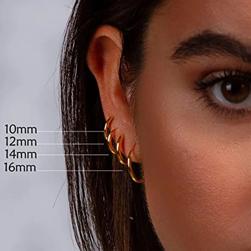 

Женские маленькие золотые серьги, 1/5 пар, маленькие серьги для девушек, простой и популярный стиль (10 мм/12 мм/15 мм/18 мм/20 мм)