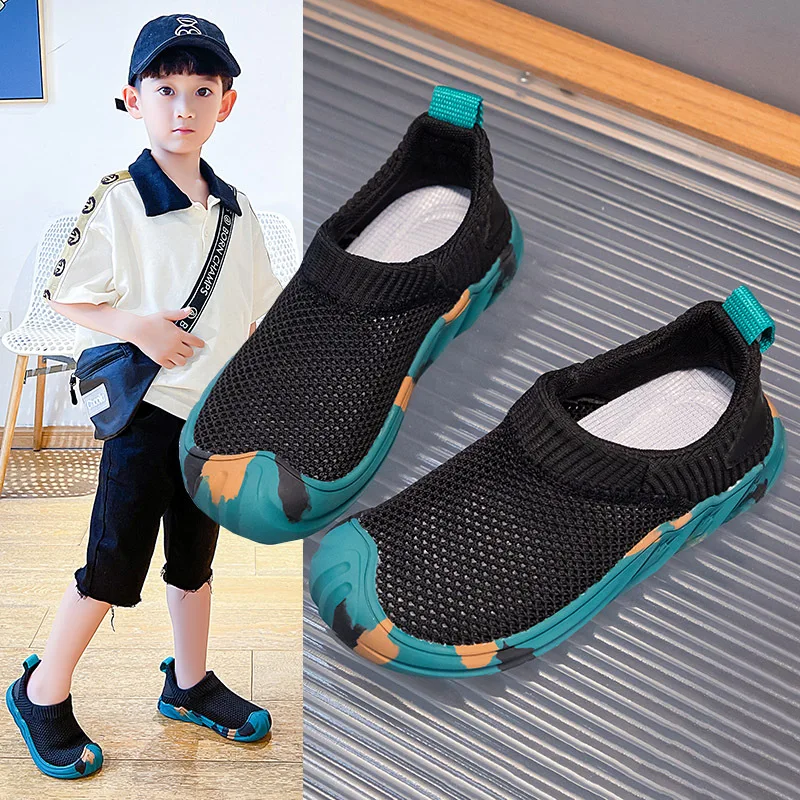 Children's Mesh Shoes Spring and Autumn New Breathable Mesh Boys' Sneakers Non Slip Soft Soles Lightweight Comfortable Shoes