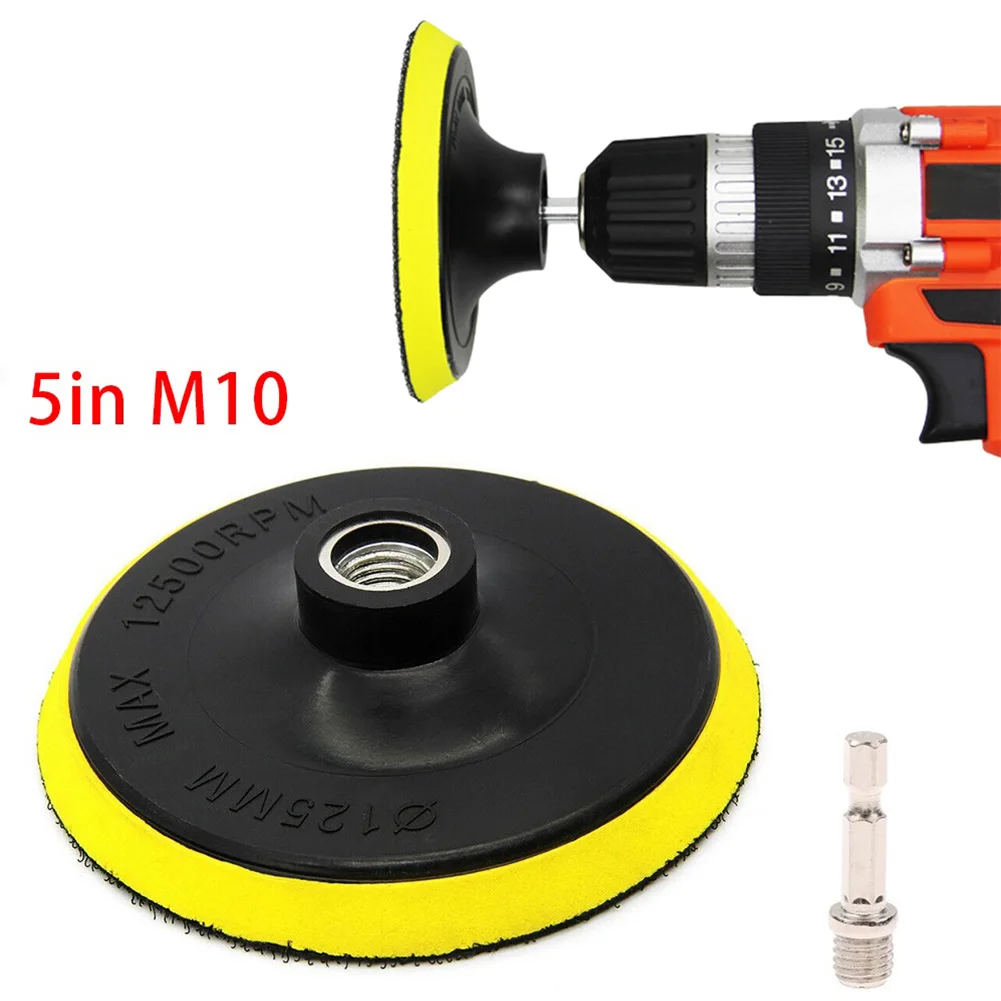 

125mm Polishing Pad M10 Connecting Rod Set Hook And Loop Buffing Wheel Backing Pad W/ M10 Drill Adapter Polisher Accessories