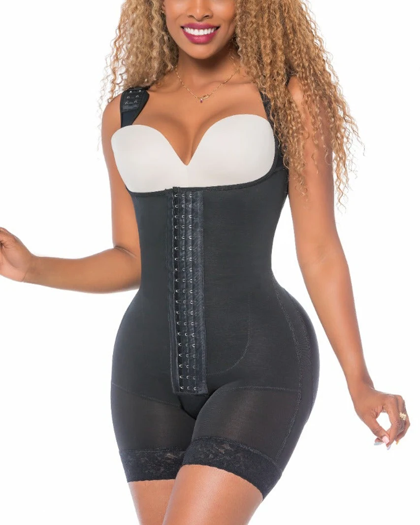 .High Compression Full Body Shapewear With Hook And Eye Front Closure Shaper Adjustable Bra Slimming Bodysuit Fajas Colombianas