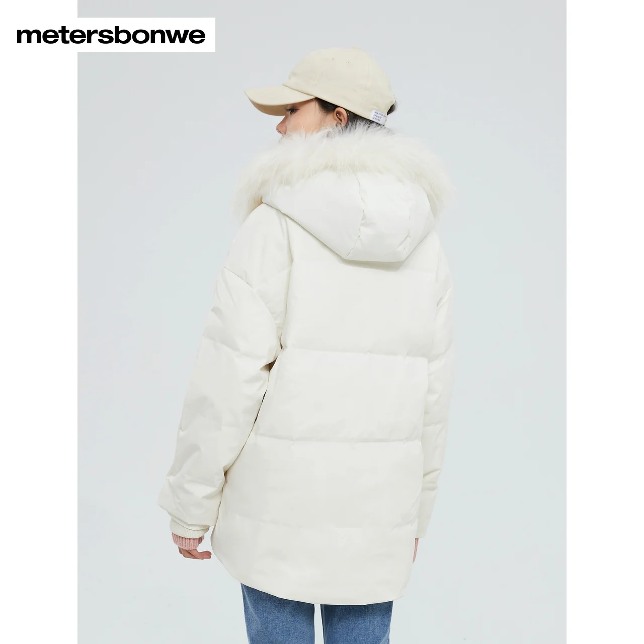 Metersbonwe Hooded Down Jacket Women Winter Warm Jacket Duck Down With Raccoon Hair Hat Brim Female Down Coats Brand Outerwear