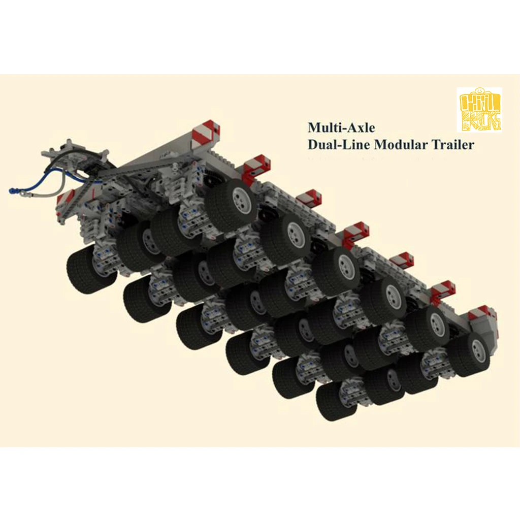 Модель разноосного прицепа с PDF-рисунком строительные блоки кирпичи игрушки