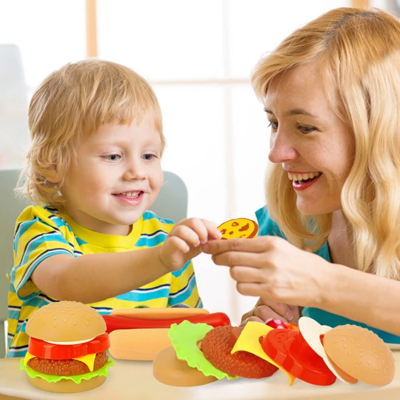 

Simulation Play Food Toy Detachable Hamburger/Hot Dog/French Fries Model Dollhouse Realistic Food Kids Kitchen Playset