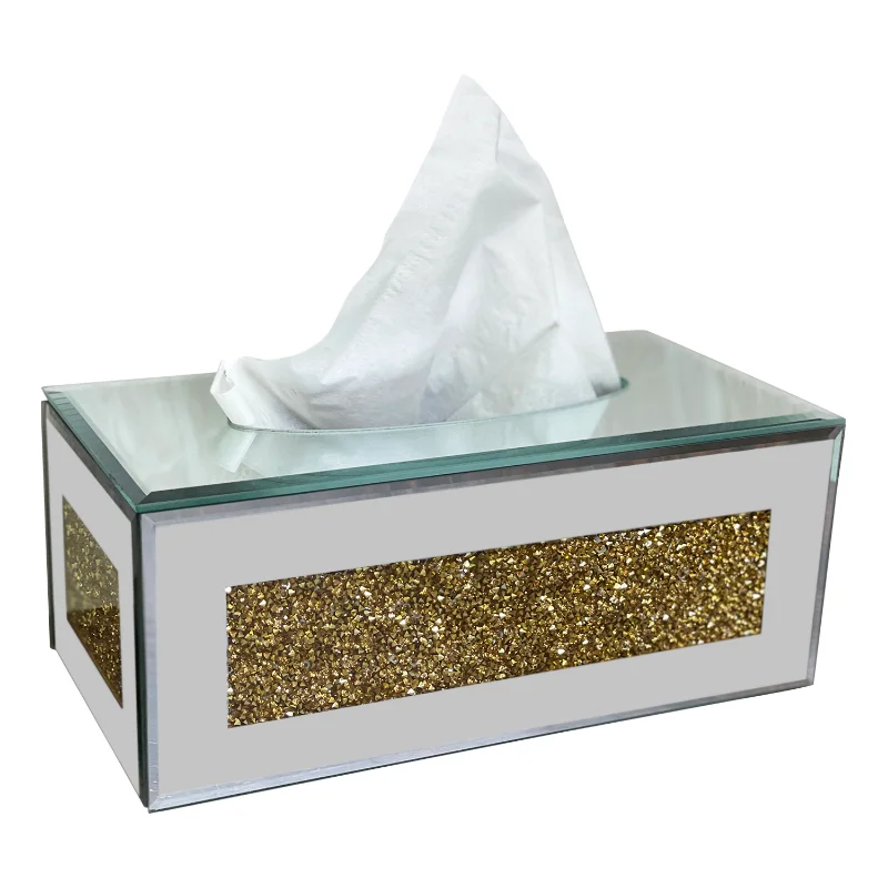 

Ambrose Exquisite Mirrored Tissue Holder In Gift Box Gold Glass [US Stock]