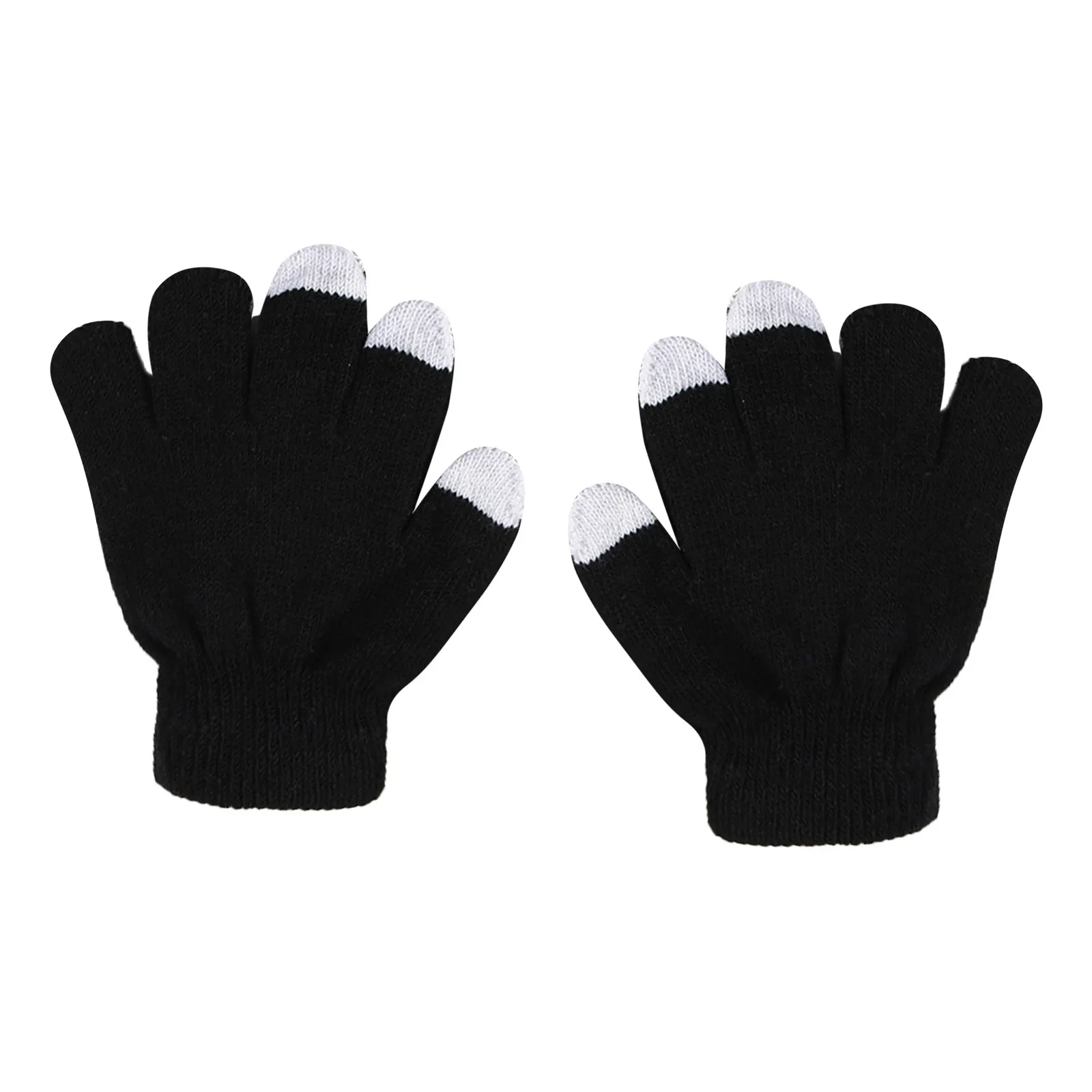 

Color Solid Stretch Non Wool Children's Show Finger Cycling Knitted Slip Gloves Gloves Gloves