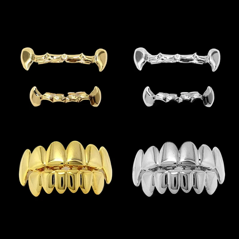 Позолоченные позолоченные наборы грилей для зубов в стиле хип-хоп с верхним и