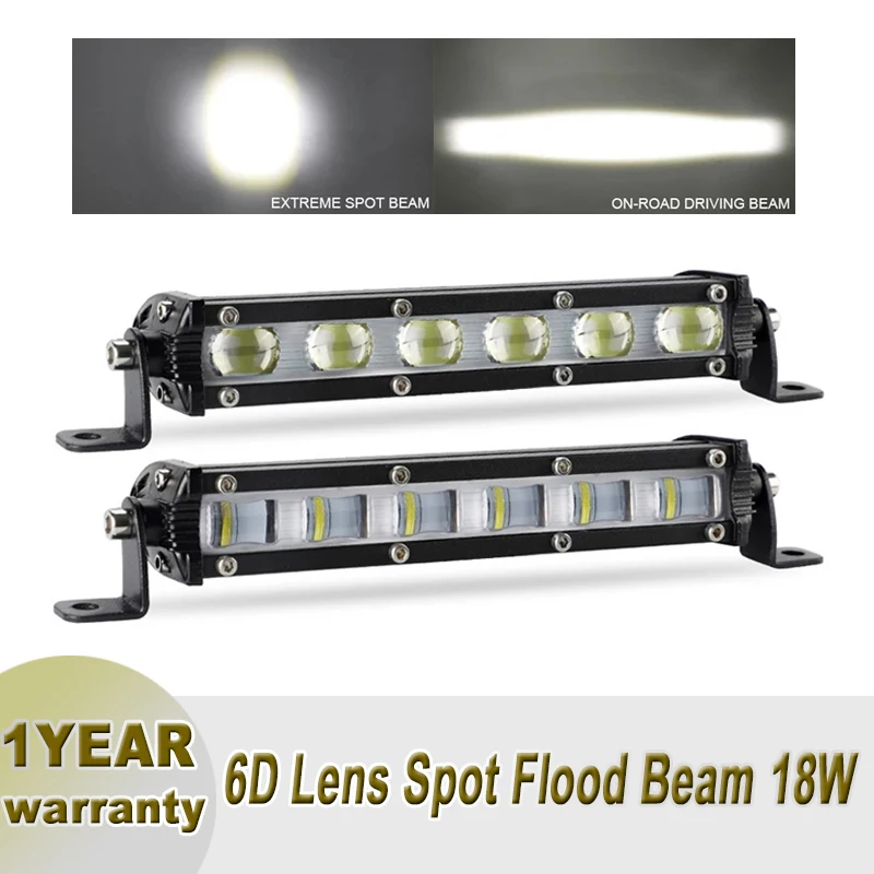 

7 Inch Led Work Light Bar 6D Lens Offroad 12V 24V 18W for Tractor Truck Boat 4WD 4x4 ATV UTV UAZ Flood Spotlight Led Lamps Bar