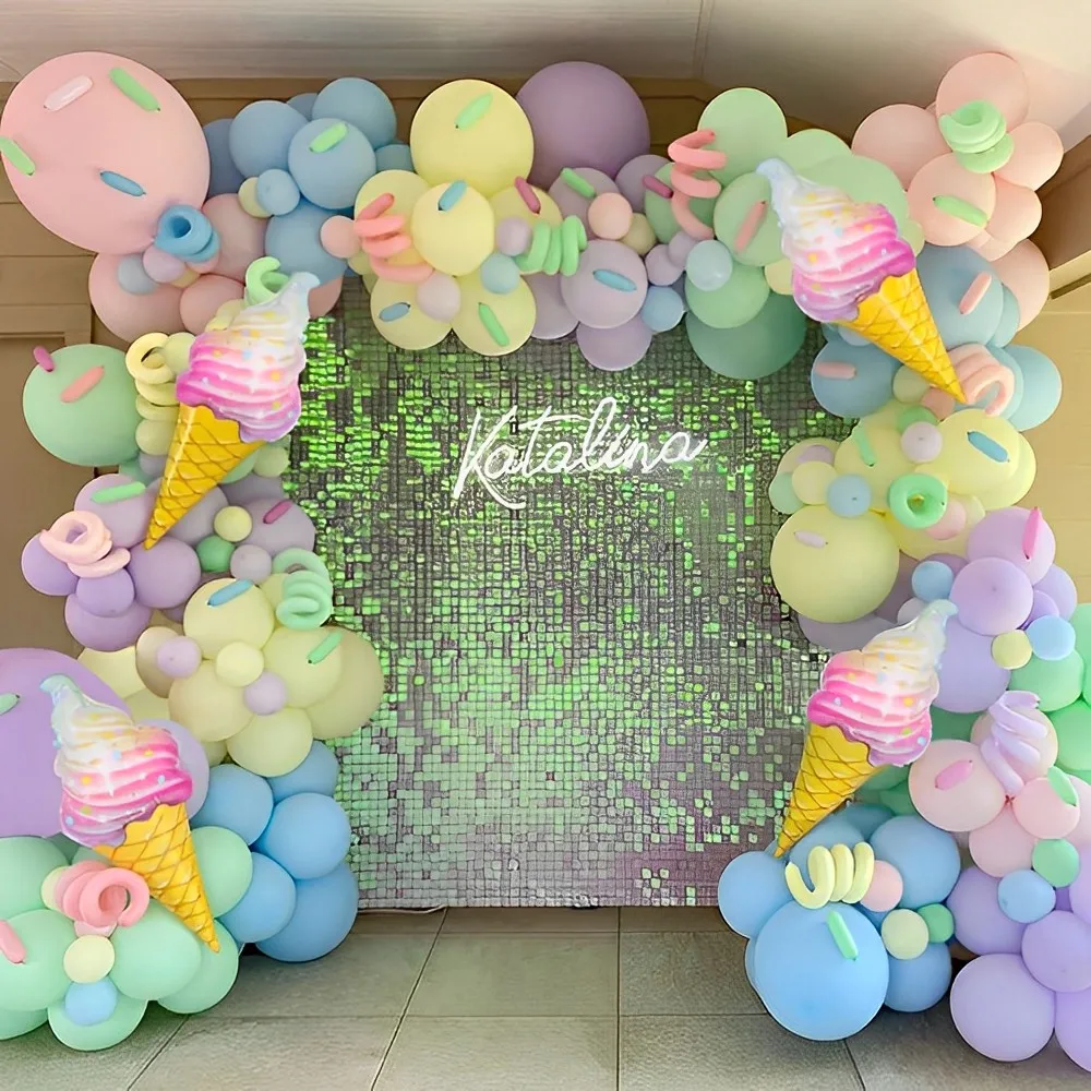 

143pcs Large Ice Cream Macaron Balloon Garland Arch Kit Pink Purple Blue Balloon for Girl Birthday Party Baby Shower Decorations