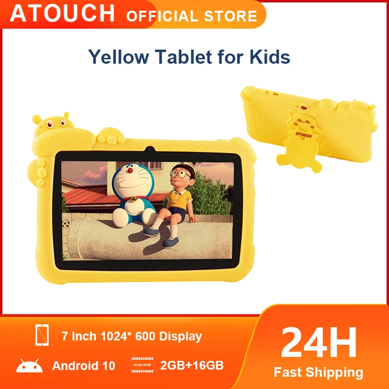 ATOUCH 7 Inch Kids Tablet Android 10 2GB 16 GB HD Screen Children Learning Tablet Tablet For Children With WIFI &Drop-proof Case