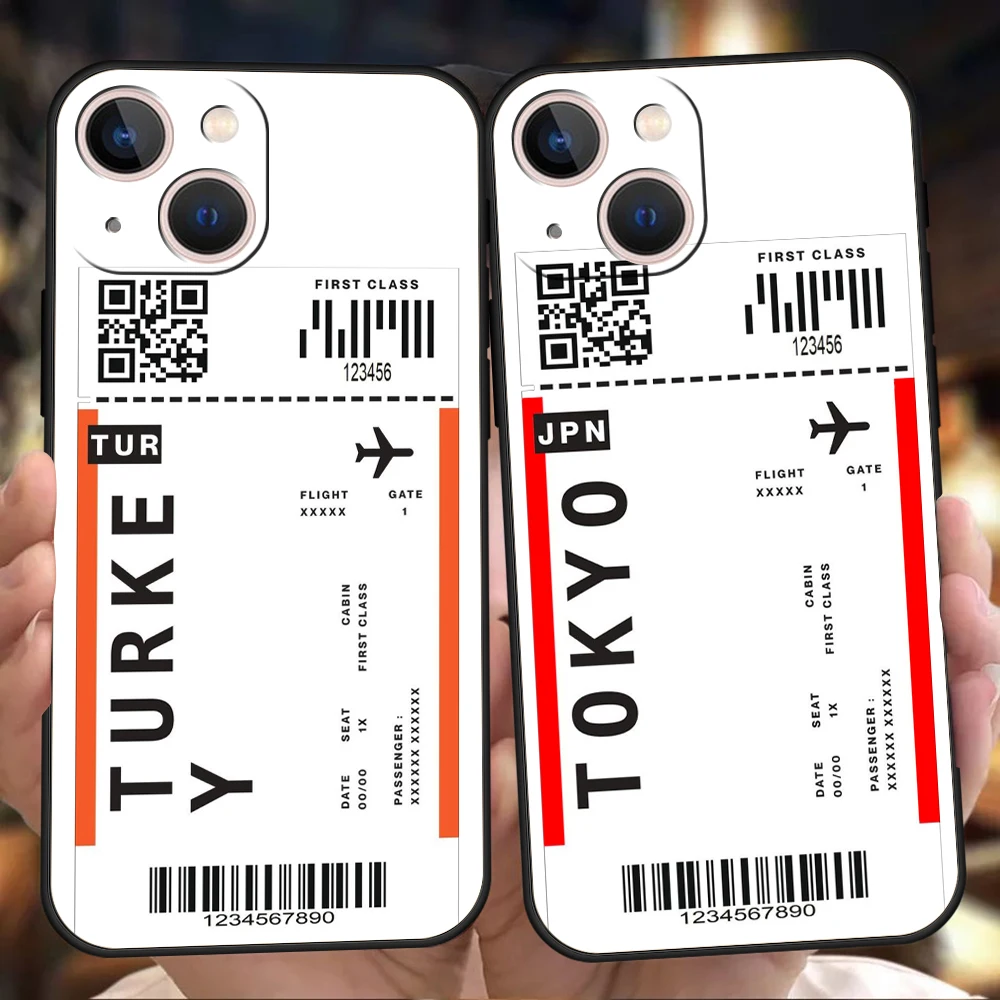 

World Travel Ticket Seoul New York Shockproof For iPhone 14 13 12 11 Pro Max 8 7 Plus Case Soft Cover For iPhone X XR XS Max Bag