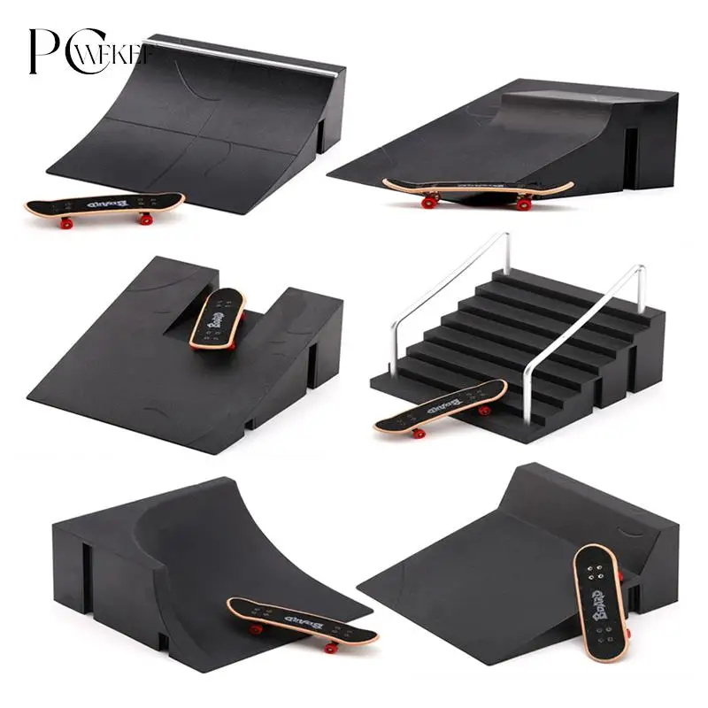 

1 Set Mini Training Skating Board with Ramp Track Interesting Mini Skateboard Toys Finger Skateboards Toy Set