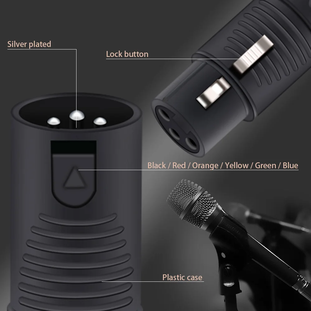 20 шт./10 комплектов Новое поступление цветной 3PIN XLR проводной разъем штекер и