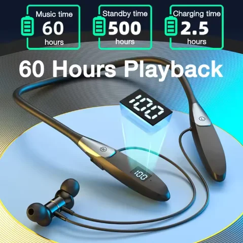 dcoud Беспроводные водонепроницаемые шейные наушники с дисплеем