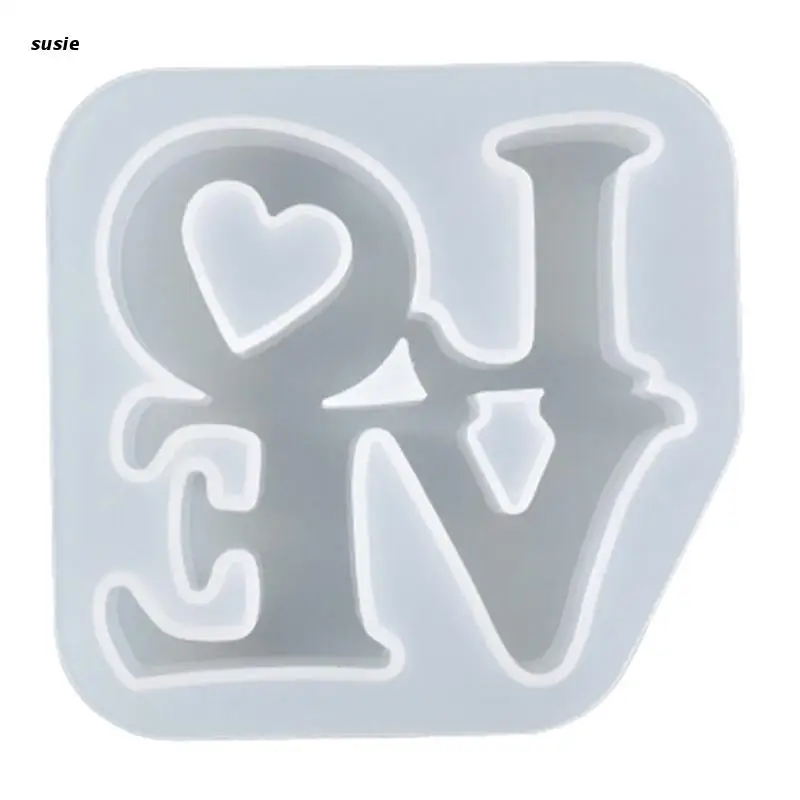 

X7YA Irregular Love Word Ornament Silicone Mold Letter Sign DIY Epoxy Casting Mould