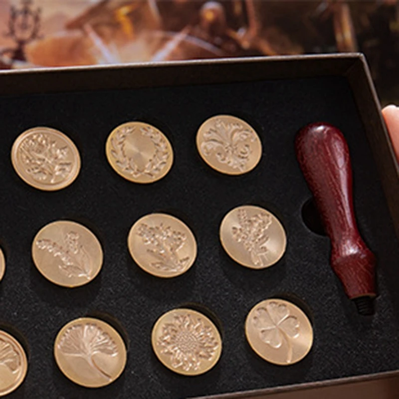 Vintage Seal Wax Head Wooden Handle Set Wedding Invitation Signed Children's Toy