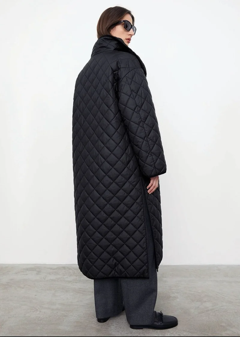 Simple Winter Cotton Coat Long Black Coat Long Sleeve Cotton-padded Jacket Warm Thin Cotton Jacket Women enlarge