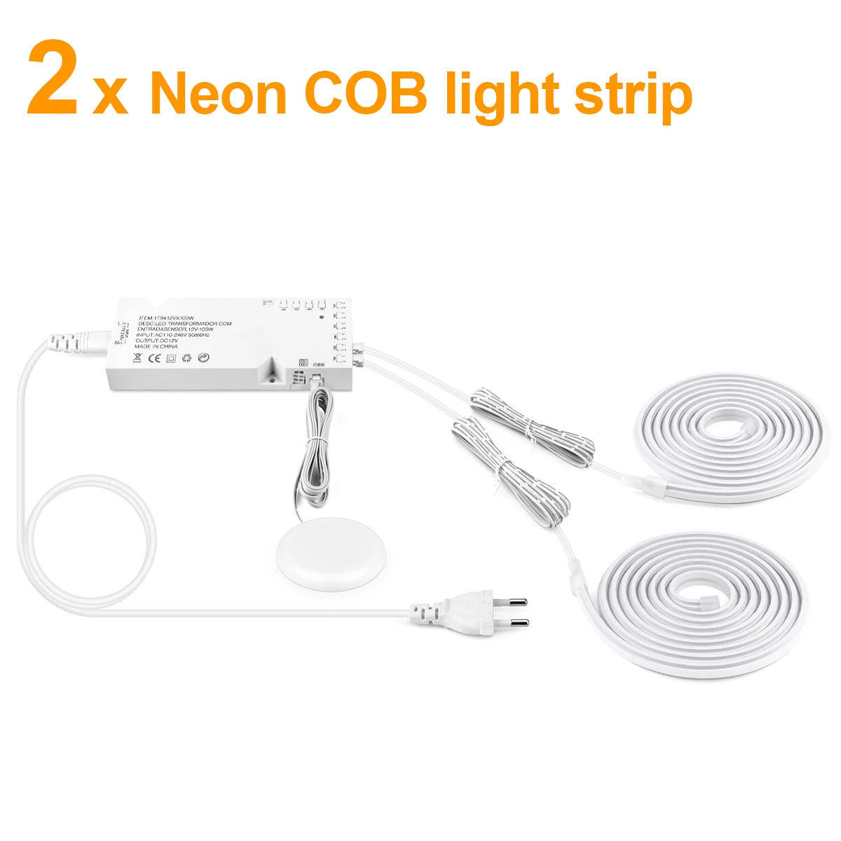 

Светодиодная Лента COB 24В С Неоновым Эффектом И Скрытым Сенсорным Выключателем, Не Требующая Сверления, Регулируемая