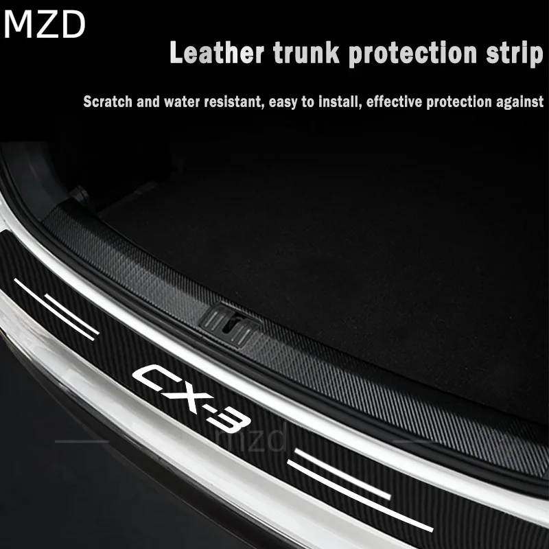 

For Mazda CX3 CX-3 Logo Car Rear Trunk Door Sill Bumper Guard Stickers Carbon Fiber Anti-Scratch Anti-Collision Protector Decal