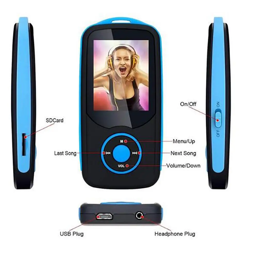 Портативный MP3 музыкальный мини-плеер с Bluetooth 4 ГБ/8 ГБ FM Запись электронная книга