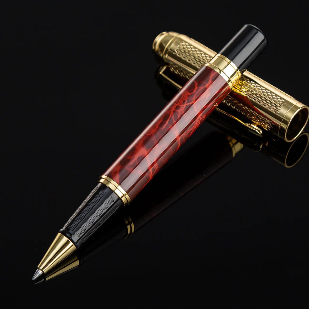 

Luxury Metal Imitation Wood Signature Ballpoint Pens for Business Writing Office Supplies Stationery Customized Logo Name Gift