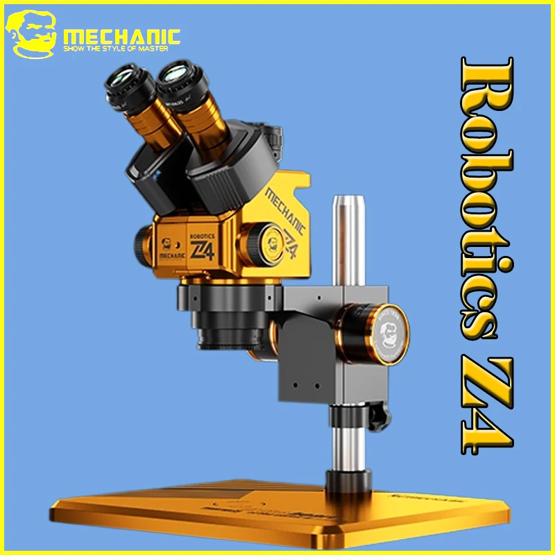 Фото Промышленный тринокулярный стереомикроскоп MECHANIC Robotics Z4 с непрерывным зумом 6.5-60X и камерой 4K/2K HD для ремонта печатных плат и ИС №1