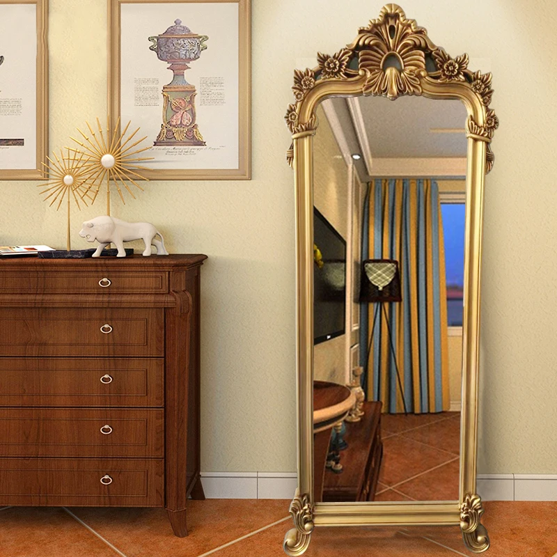 

Gold Living Room Mirror Aesthetic Vintage Standing Full Body Mirror Luxury Makeup Espejos Decorativos De Pared Decoration Home