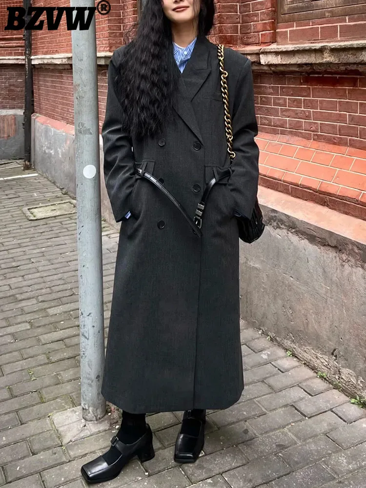 

Женский офисный Блейзер BZVW, свободный пиджак большого размера, длинная куртка, Осень-зима 2023