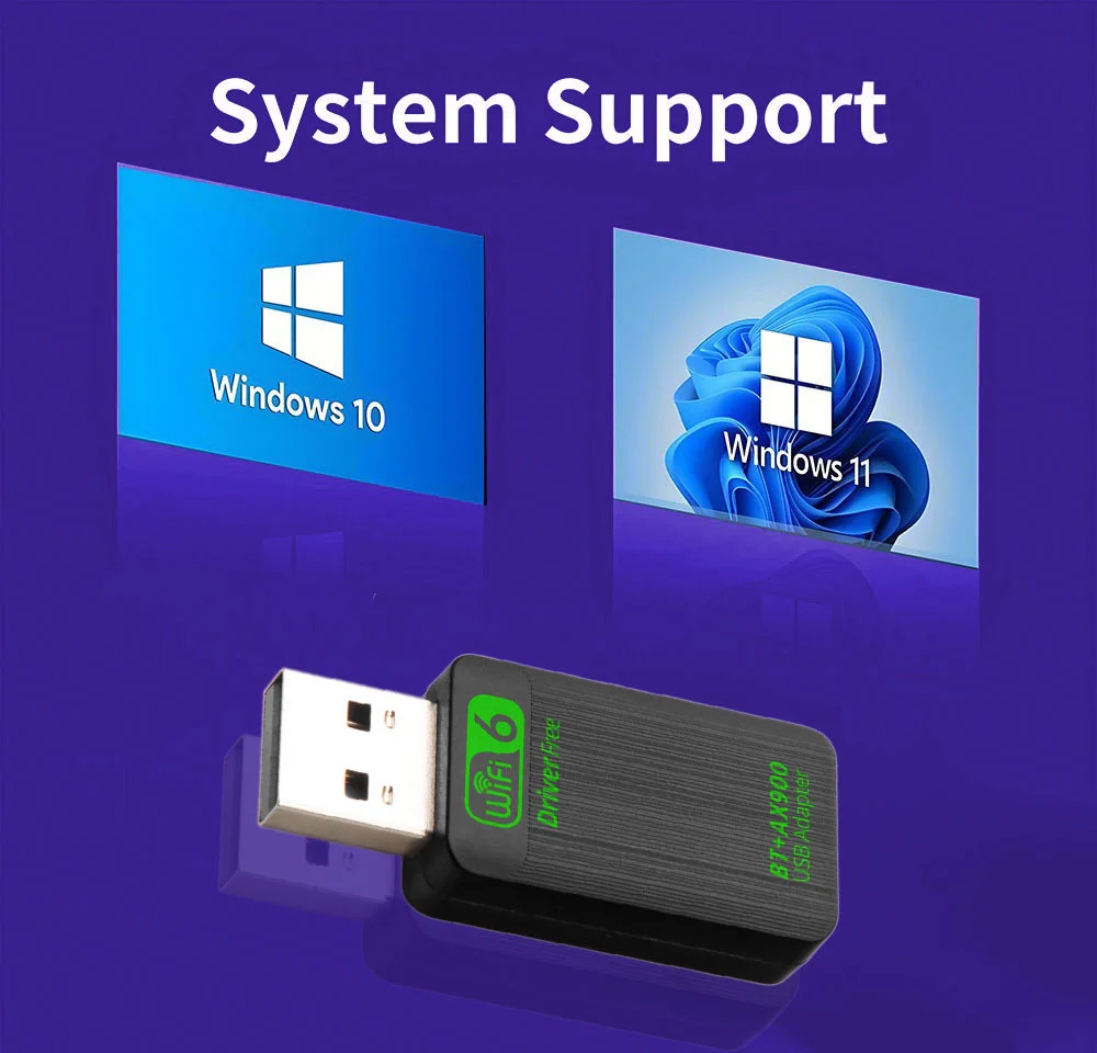 Фото 900 Мбит/с USB Wi-Fi Bluetooth 5.4 Адаптер 2в1 Dongle Двухдиапазонный 2,4G 5 ГГц USB Wi-Fi 6 Сетевая карта Wlan Приемник БЕСПЛАТНО №4