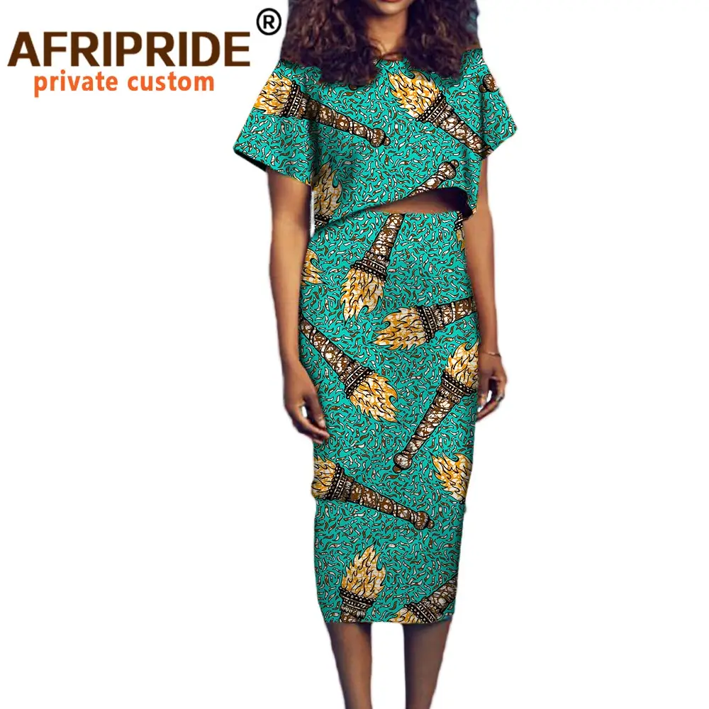

Африканский комплект из 2 предметов для женщин, топы Дашики и искусственный принт, наряды, повседневная одежда для вечеринки, повседневный в...