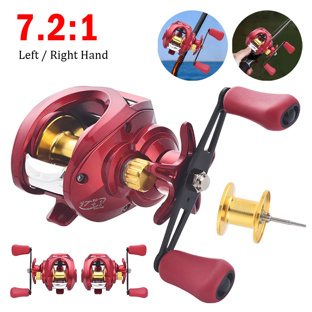 

7.2:1 Ratio 17+1BB Baitcasting Reel Fishing Reel 10KG Max Drag Ultralight Metal Spool Saltwater Freshwater Fishing Reel