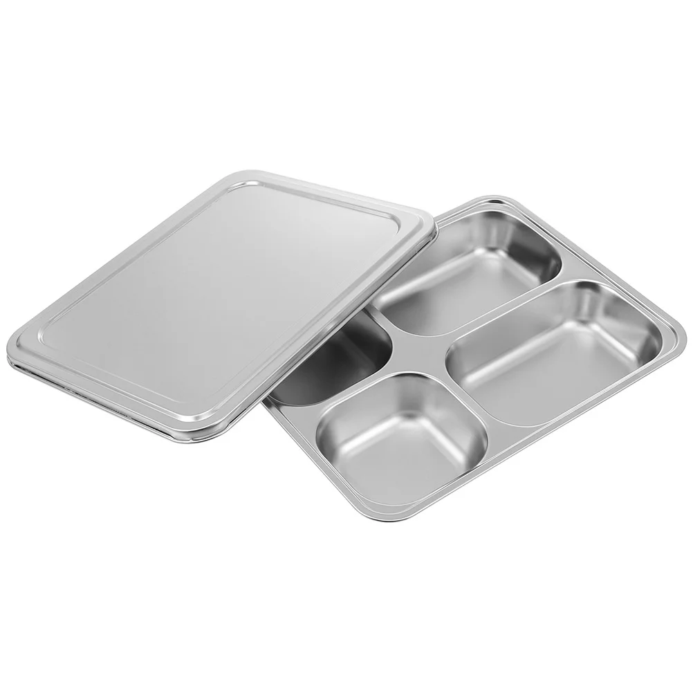 

Plate Tray Divided Plates Serving Control Portion Snack Dinner Platter Trays Loss Steel Compartment Stainless Metal Dishes Dish