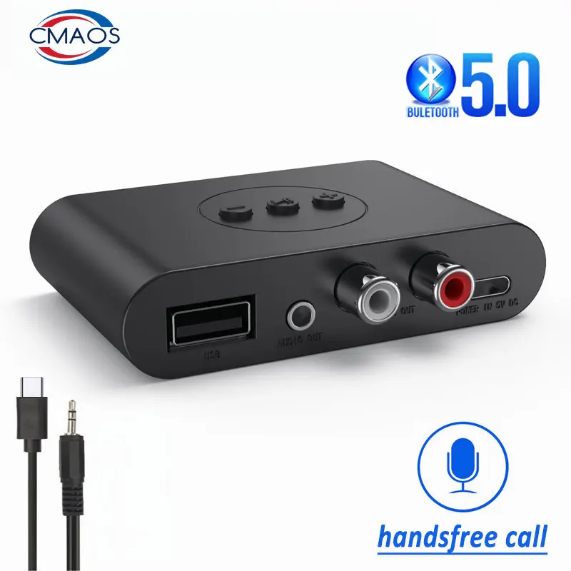 

Bluetooth 5.0 Receiver U Disk RCA 3.5mm AUX Jack Stereo Wireless Adapter with Mic For Speaker Amplifier Car Audio Transmitter