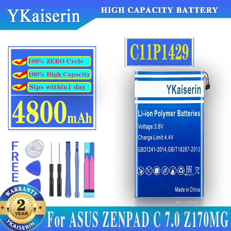 

YKaiserin C11P1429 Battery For ASUS ZENPAD C 7.0 C7.0 Z170MG Z710CG Z710C P01Z P01Y Z170C P01Z P01Y Z170CG 4800mAh BATTERY