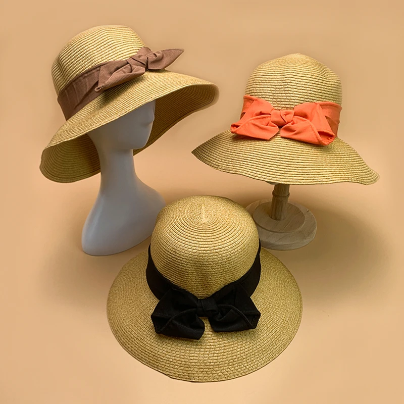 High-quality Kawaii Bow Women Bucket Hats Summer Cotton Soft Street Elegant Beach Panama Sunscreen Girls Female Fisherman Caps