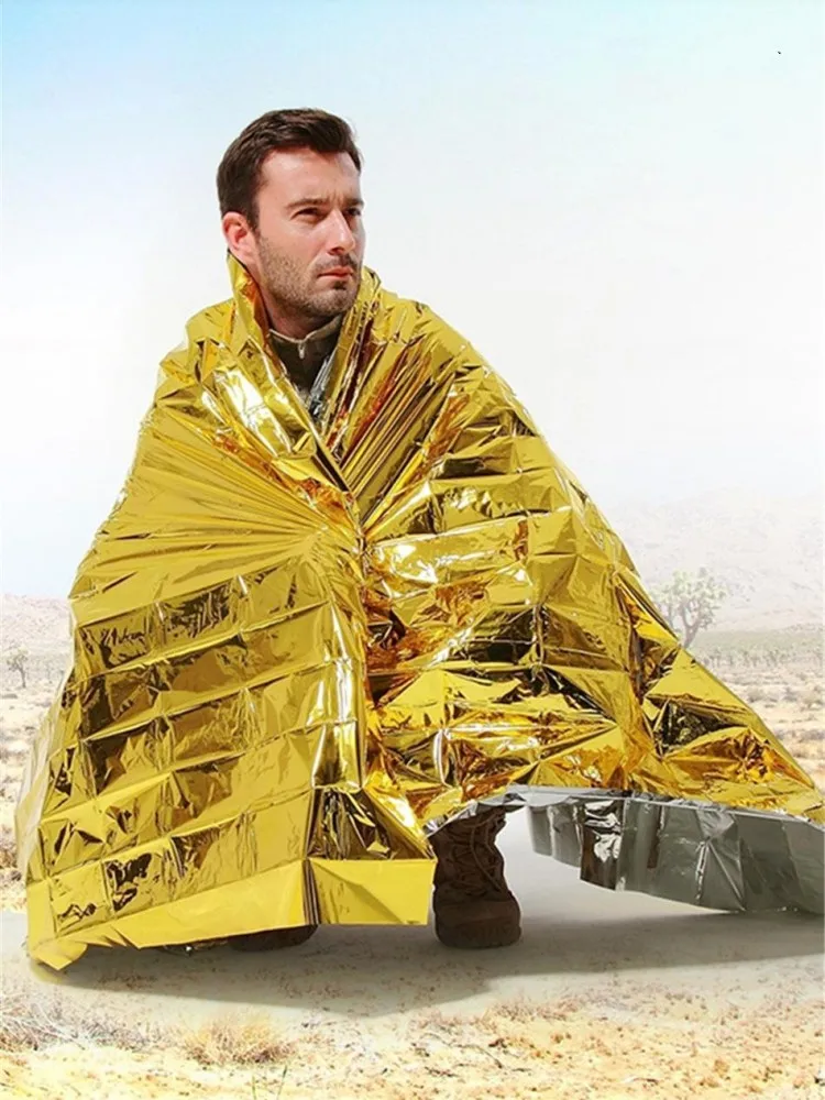

210*130CM Folding Emergency Blanket Waterproof Survival Blanket Keep Warm Outdoor Camping First-Aid Device SOS Safety Blanket