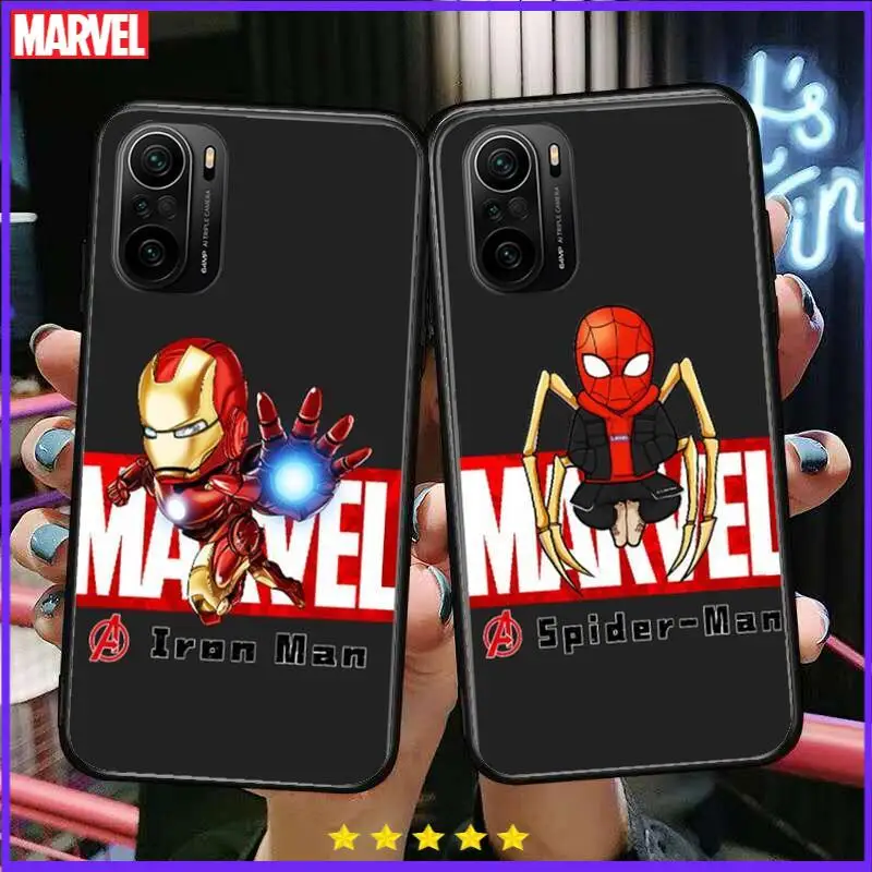 

Spiderman Marvel Phone Case For xiaomi redmi POCO F1 F2 F3 X3 Pro M3 9C 10T Lite NFC Black Cover Silicone Back Prett mi 10 ultra