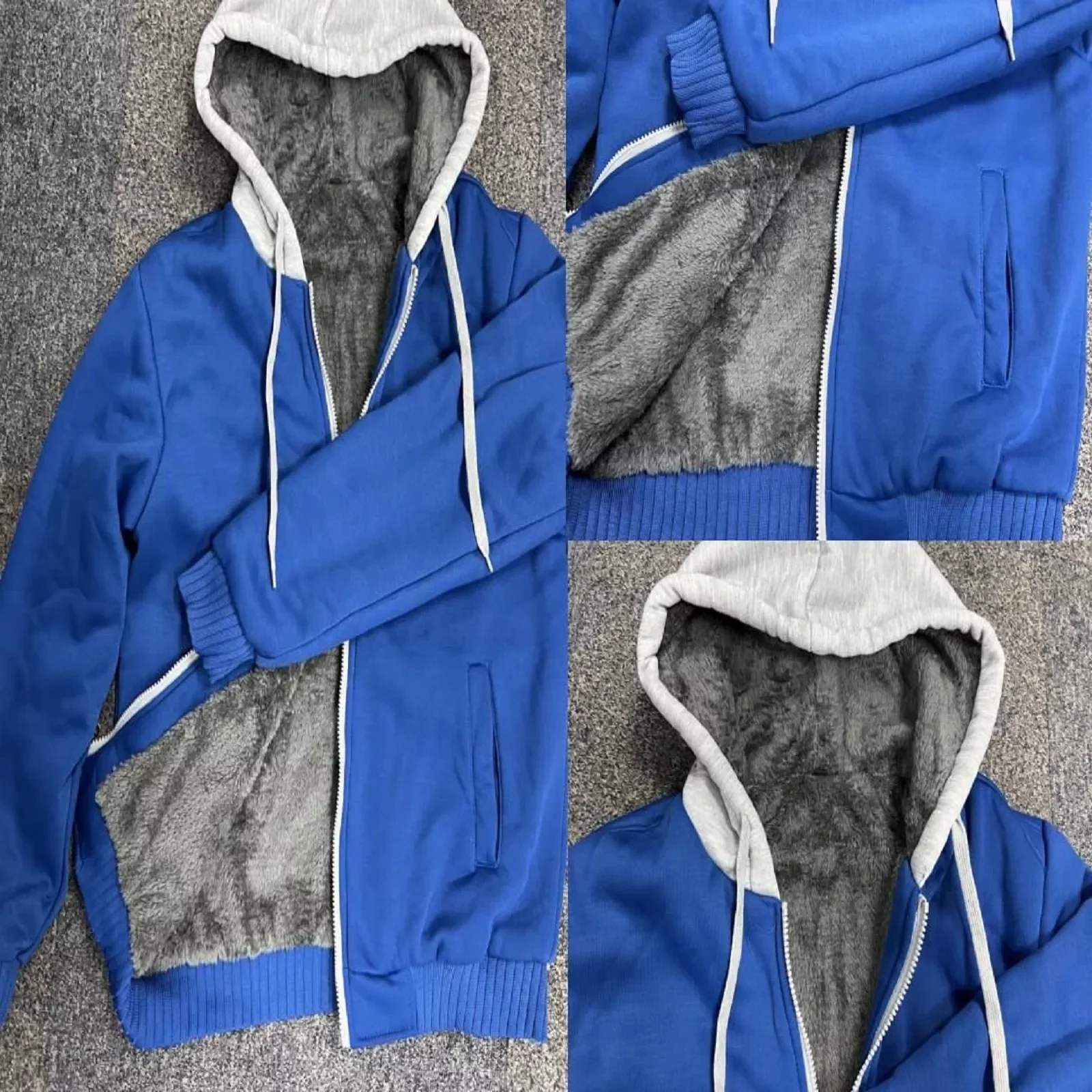 

NEW IN 2022 Mens Autumn And Winter Fashion Solid Color Zipper Hooded Fleece Thick Coat Fleece Coat Jacket Fast Shipping