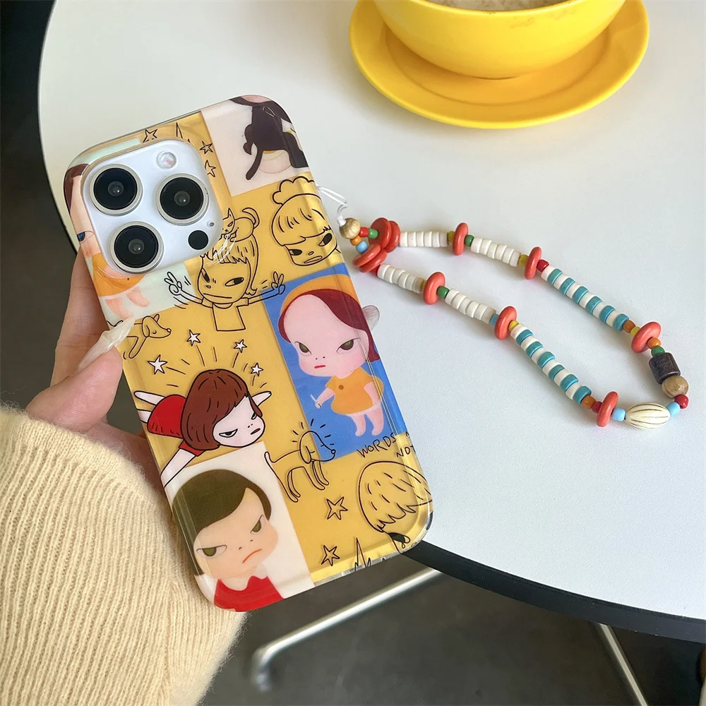 Милый чехол для телефона Nara Yoshitomo iPhone 15 14 11 12 13 16 Pro Max Plus X XR XsMax с ремешком на