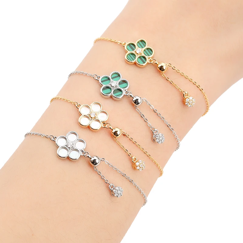 

Bracelet HADIYANA Exquisite Bracelet Cubic Zirconia Round Snowflake Adjustable Ladies Exquisite Jewelry SL3450 Birthday Gift