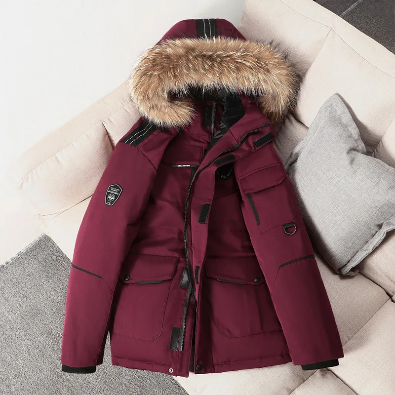 Fashionable Men's New Solid Color Duck Down Coat Winter Warm and Thick Anti Cold Jacket Casual Versatile