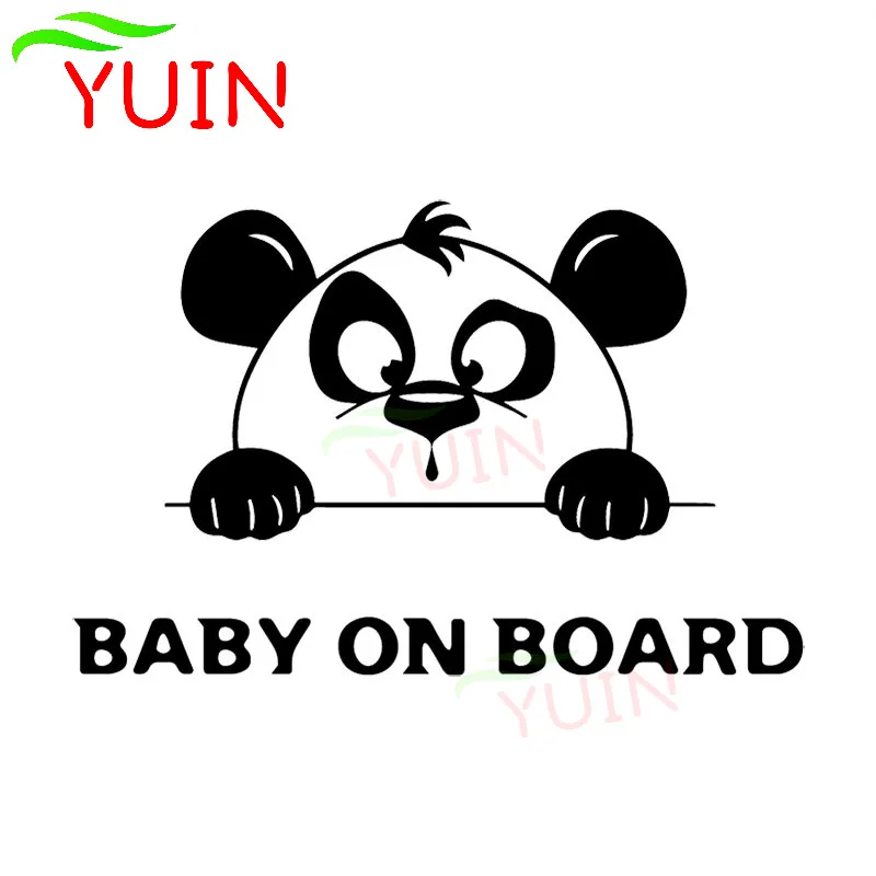 

Panda Animal Warning Baby on Board Decals Fashion Body Decoration PVC Waterproof Sunscreen Sticker Black/white/red/laser/silver