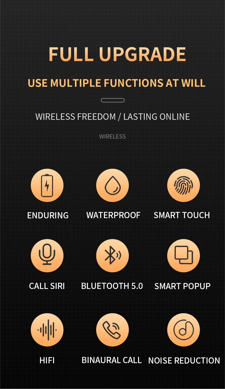 Pro 6 TWS Wireless Headphones Bluetooth Earphone Headset Air Sport Earpiece With Mic For iPhone Xiaomi Huawei samsung | Электроника