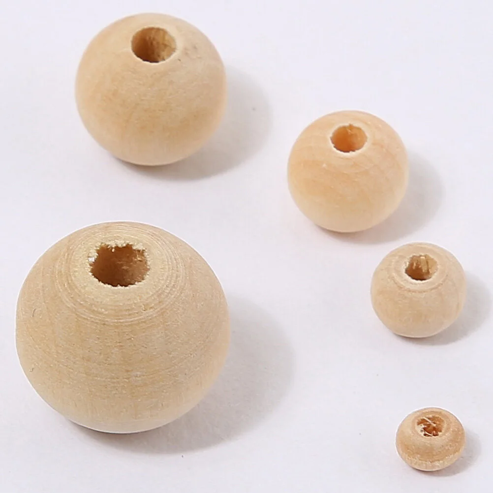 100pcs Round Wood Beads Crafts DIY Beads Pendant Making Beads Garland DIY Beads