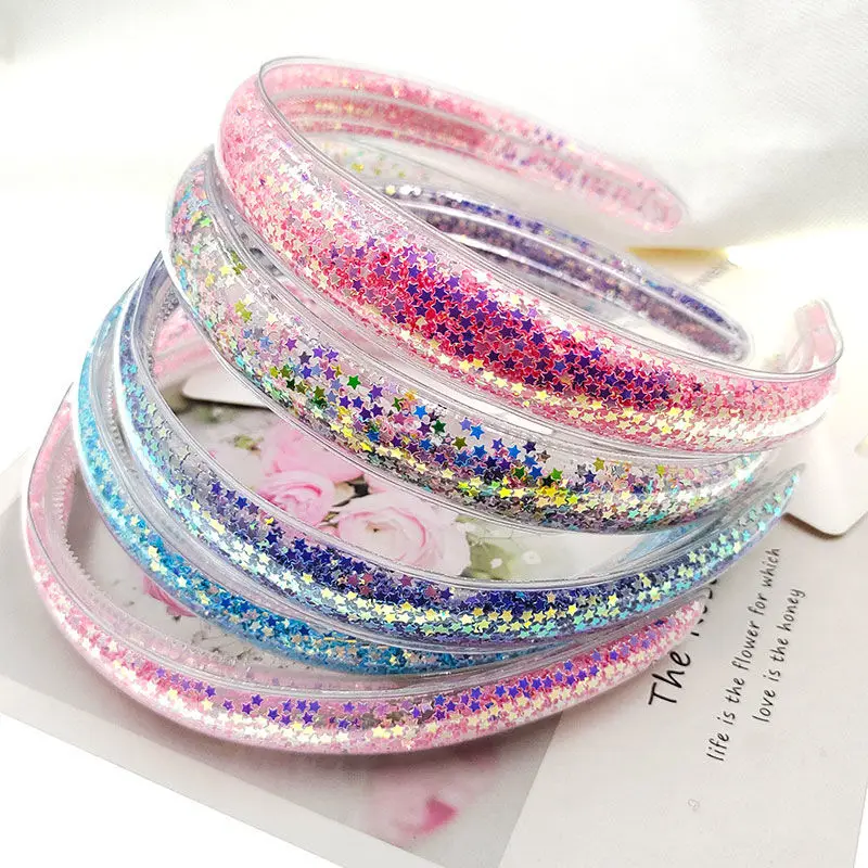 

Transparent Quicksand Headbands for Children Kids Girls Fashion Glitter Sequin Teeth Hairbands Bezel Hair Hoops Hair Accessories