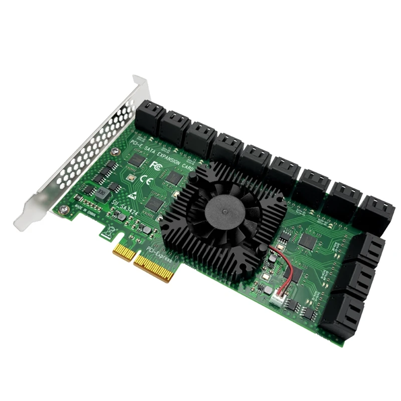 

Pcie To SATA Card 24Port 6Gbps SATA PCI-E Adapter Support 24 SATA 3.0 Device Built-In Adapter Converter For Desktop PC