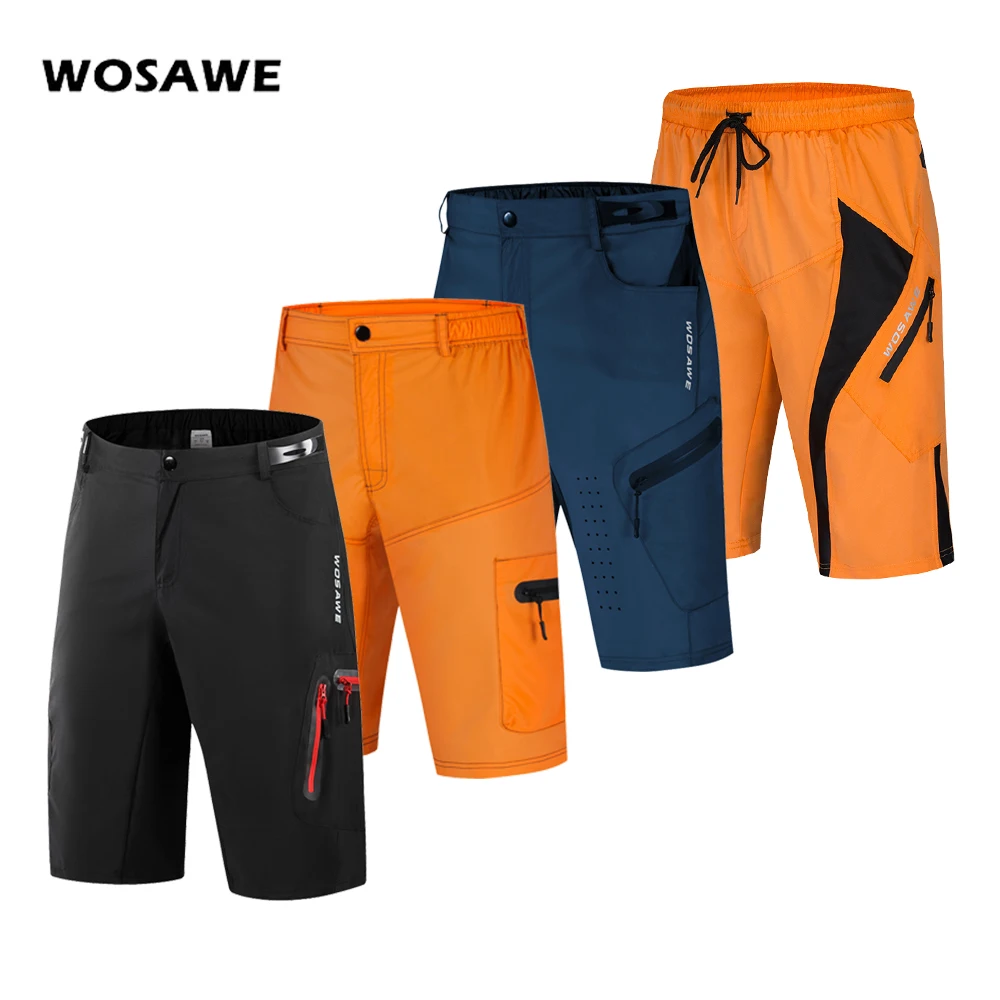 

WOSAWE Cycling Shorts Reflective Men's Mountain Bike Shorts Breathable Loose Fit For Outdoor Bicycle MTB Riding Downhill Shorts