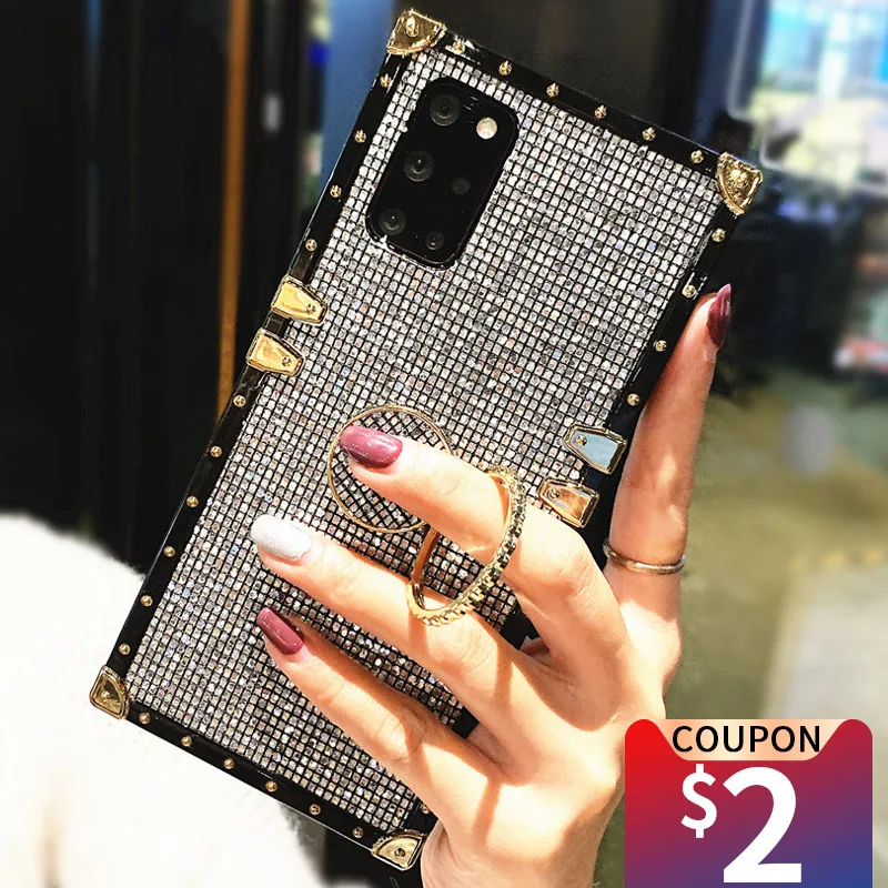 

Luxury Shining Bling Cases For Samsung S23 S22 Ultra S21FE S20 Fashion Ring Cover A13 A12 A14 A33 A53 A52S A54 Girl Fundas Coque