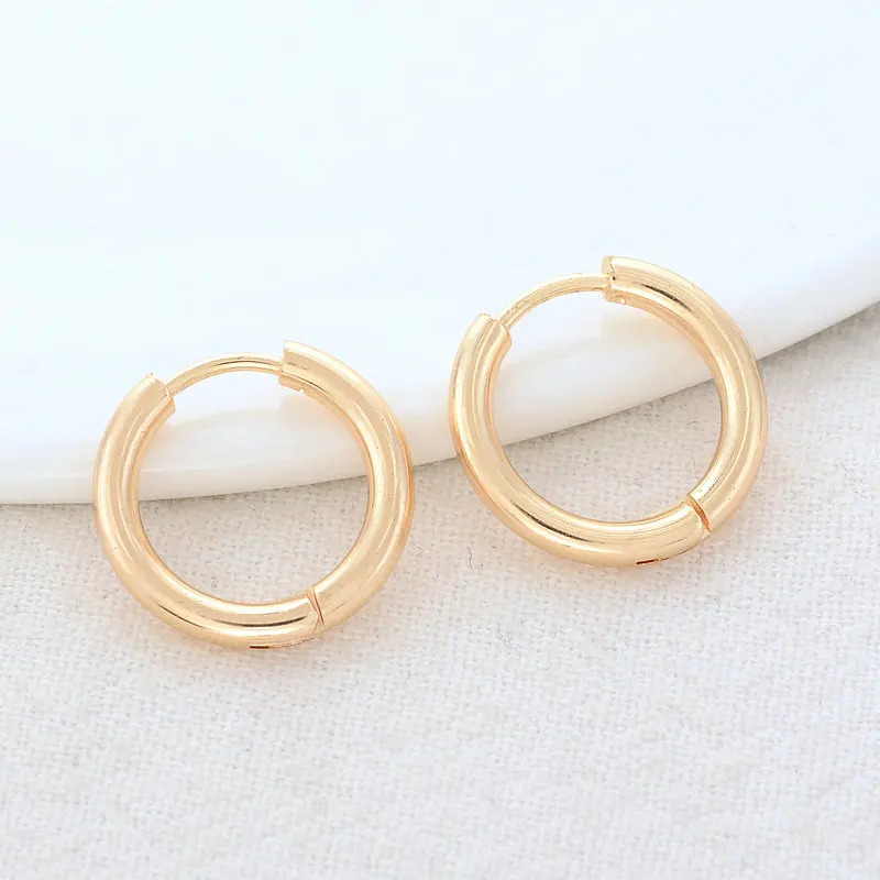 

Круглые латунные серьги-кольца, аксессуары для поделок, 17 мм, 14 к, цвет золото