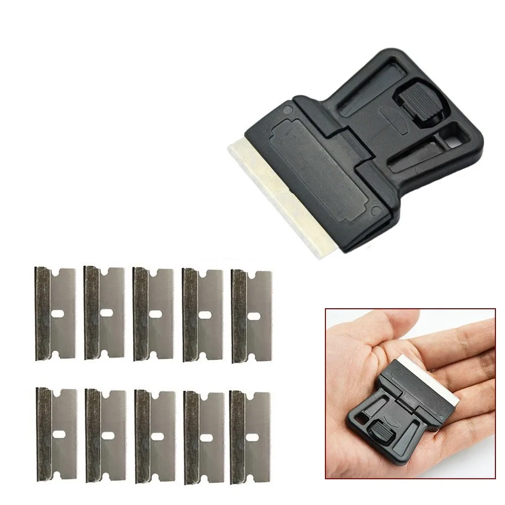 

Black Razor Blade Glue Removing Tools High Carbon Blade Metal Silver Spare Carbon 10pcs Nice Portable Pratical